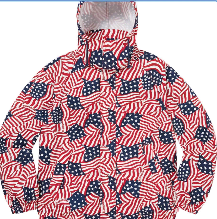 Veste Medium Supreme Raglan Court drapeaux S20 semaine 7 d'occasion usa rue