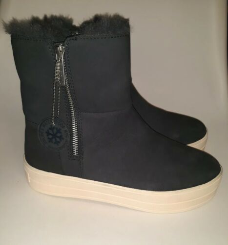 J/Slides NYC Henley wasserdicht winterfest Kunstfell Plattform Stiefeletten Gr. 7 - Bild 2 von 10