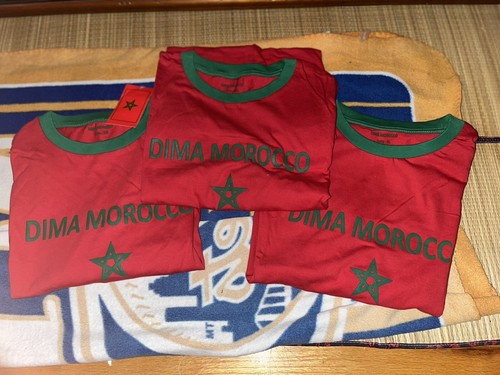 Morocco Flag &soccer Style Dima Moroccan T-shirt /to Cheer The Lions Of Atlas!!! - Picture 2 of 11