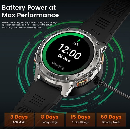 2025 KOSPET TANK T3 Smartwatch for Men 50M Waterproof AOD Bluetooth Watch - Picture 6 of 20