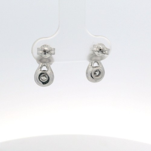 14k White Gold 0.40ctw Round Natural Diamond Dangle Knot Earrings - Picture 4 of 9