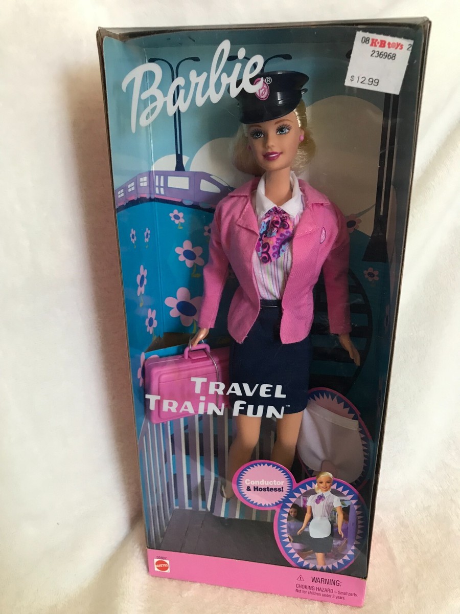 barbie travel train fun conductor doll