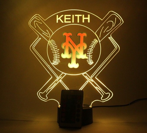 Lampada notturna New York Mets NY Baseball MLB illuminata tifoso sportivo personalizzata GRATIS - Foto 6 di 12