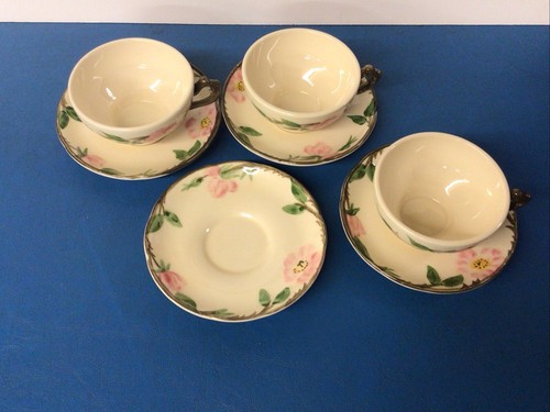 Franciscan Desert Rose Tea Cup and Saucer Set of 3 Coffee Mugs 4 Saucers - Picture 12 of 14