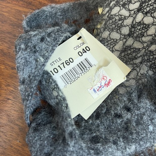Echo Gray Open Knit Light Wool Blend Oblong Scarf 70” Wrap New Delicate $135 - Picture 9 of 11