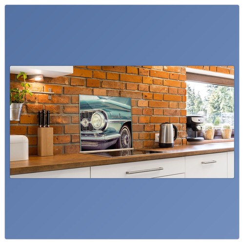Herdabdeckplatten Ceranfeldabdeckung Spritzschutz Glas Oldtimer Blau Universal - Bild 7 von 21