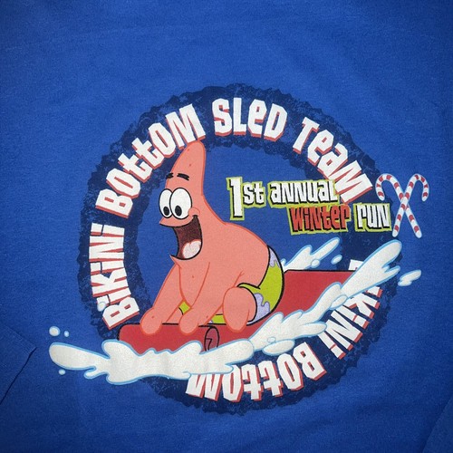 2003 NICKELODEON Mens Patrick Spongebob Long Sleeve T Shirt Size L Sled Team - Picture 5 of 7