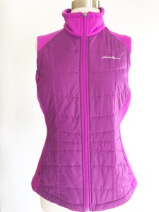 Eddie-Bauer-Small-Purple-Sleeveless-Quilted-Vest-Zip-Stretch-Outerwear-Women-s