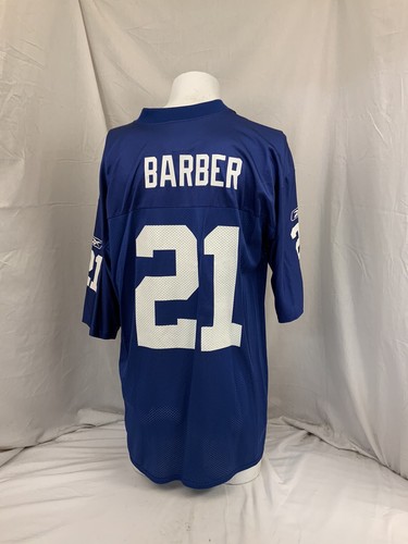New York Giants Jersey L Blue Tiki Barber 100% Nylon Short Sleeve YGI X1-27 - Picture 8 of 10