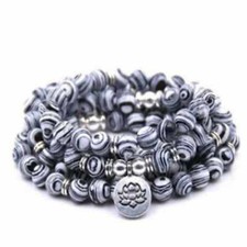 6mm Purple Veins Stone Bracelet 108 Beads Lotus Buddha Chic Energy Prayer