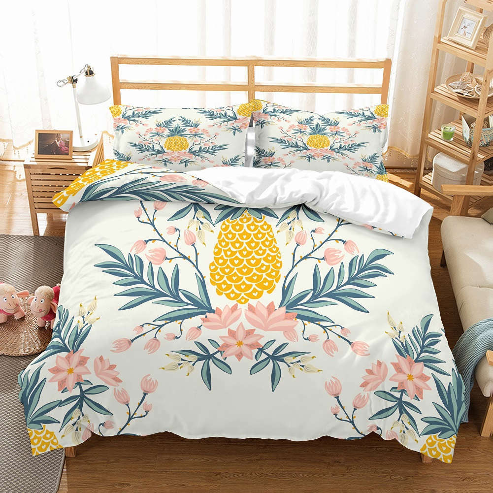 Light Orange Fruit 3D Quilt Duvet Doona Cover Set Single Double Queen King Print Light Orange Fruit 3D Quilt Duvet Doona Cover Set Single Double Queen King Print