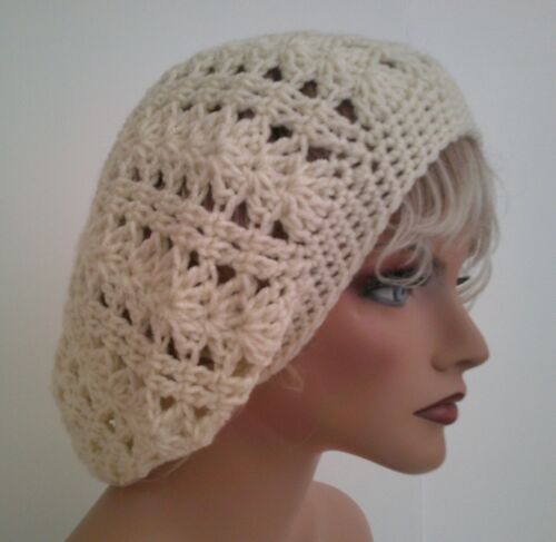 CREAM RASTA BAGGIE BAGGY SLOUCHY BEANIE HAT BERET TAM CAP BOHO HIPPIE - Picture 6 of 6