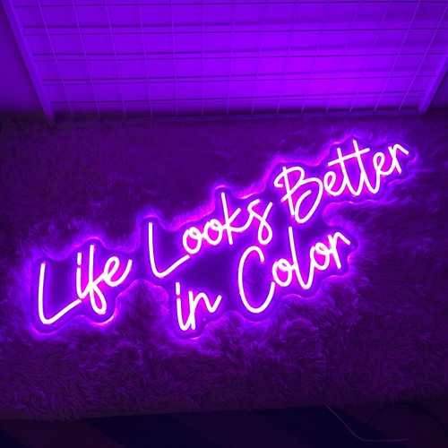 25" Custom Neon Sign Life Looks Better in Color LED Night Light Wall Decor - Picture 2 of 12