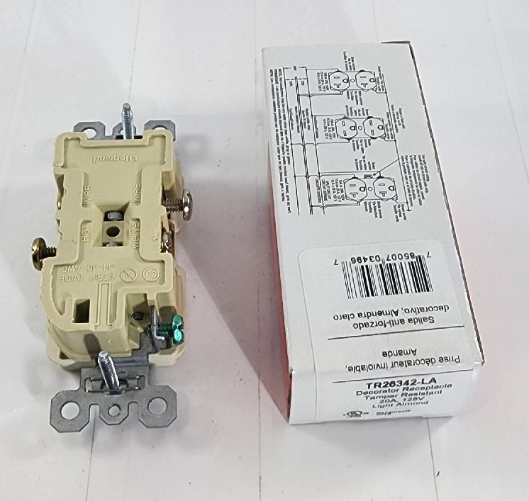 Pass & Seymour Legrand 26342-LA Light Almond Receptacle Decora Style - Image 3 of 3