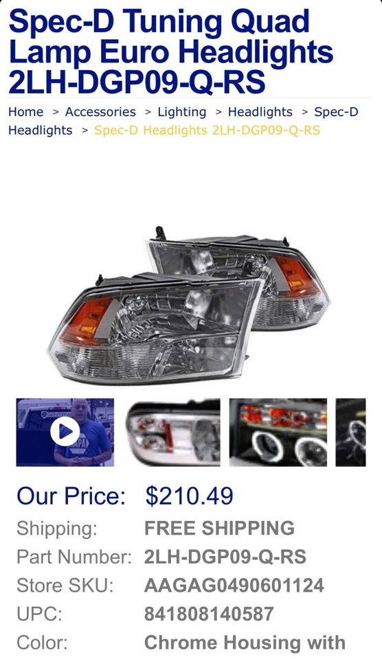 Faros delanteros 2LH-DGP09-Q-RS Dodge Ram 1500-3500 2009-2024 Foto 2 de 2