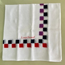 MAN HANDKERCHIEF WHITE GEOMETRICS CLASSIC COTTON VTG POCKET ART SQUARE 16 JP97