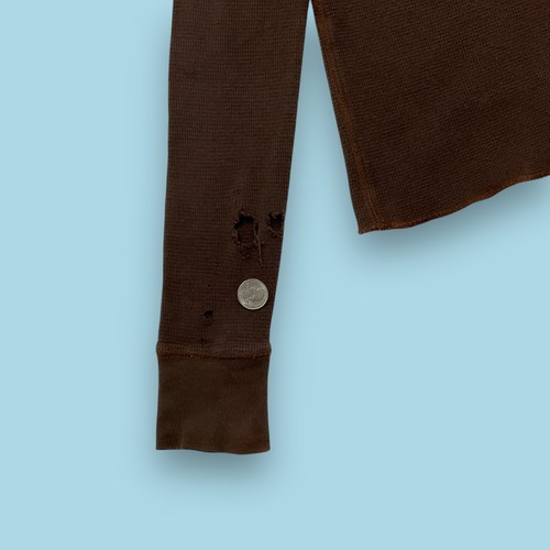 Vintage Element Thermal Shirt Adult Small Brown Waffle Knit Skater Grunge Y2K - Picture 8 of 9