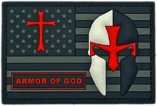Armor of God USA Flag Christian Patch [3.0 X 2.0 - PVC Rubber- AG7]