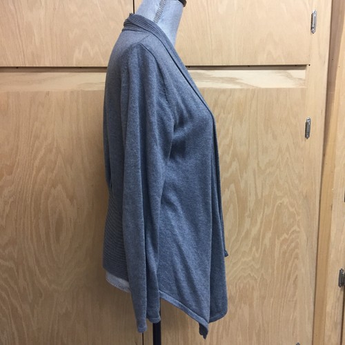FEVER Gray Open Front Sweater Cardigan Sz Medium (U41) - Picture 3 of 6