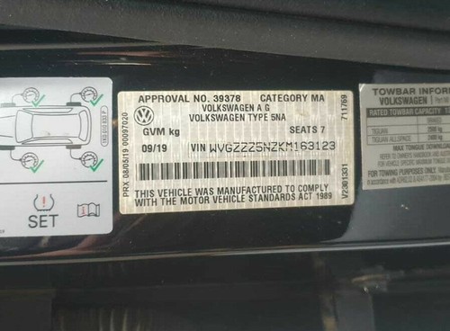 VW Tiguan R Mk2 5NA Allspace Third Row Seat Head Rest Headrest - Picture 7 of 9