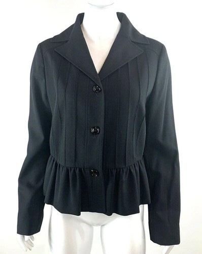Valentino Roma Women's Size 12 Black Ruffled Peplum Blazer Button Down EUC - Picture 1 of 9