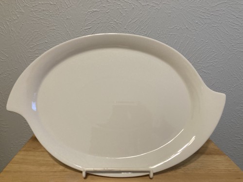 Godinger Natura White Porcelain Serving Tray Platter With Stainless Steel Rack - Picture 2 of 7