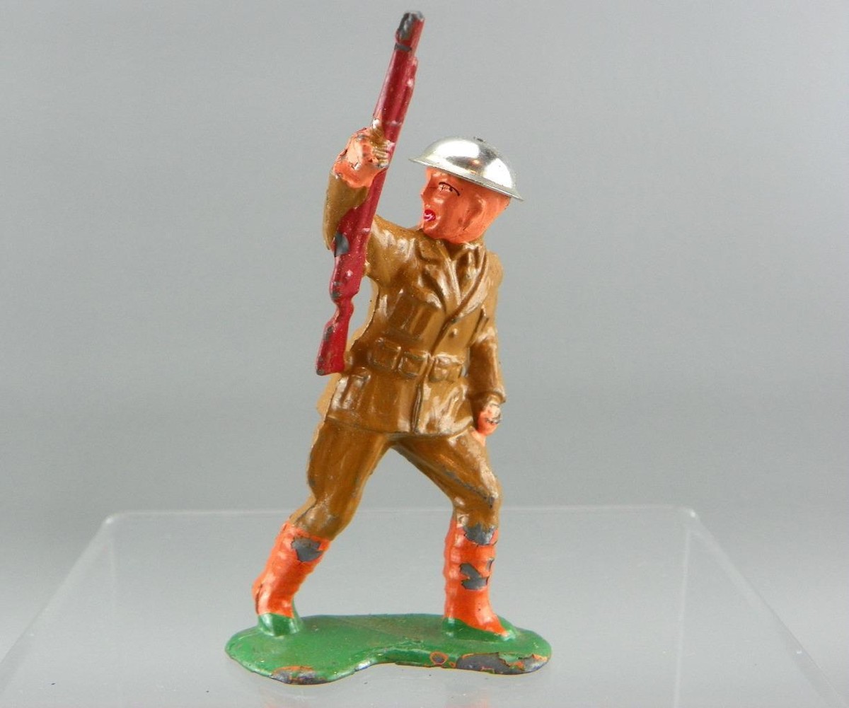 貴重！ミニチュア人形1914製・銀レア品 Barclay Manoil 1930s 10c Lead Metal WW1 Charge Leading Infantry