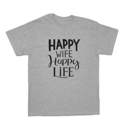 Happy Wife Happy Life - T-Shirt - Funny Husband Quote - Picture 1 of 5