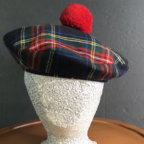 Vintage The Scotch House schottischer Tam O’ Shanter Hut klein Wolle Tartan kariert Bommel
