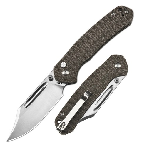 CJRB Pyrite Folding Knife Green Micarta Handle AR-SFII Bowie Plain J1942-ODG - Bild 4 von 5