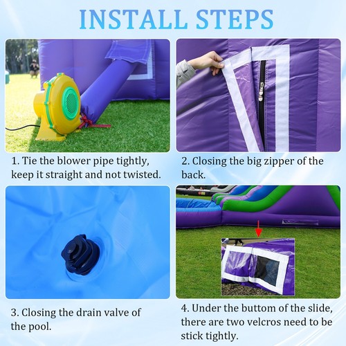 26FT Commercial Inflatable Double Water Slide with Big Splash Pool &1100W Blower - Picture 9 of 11