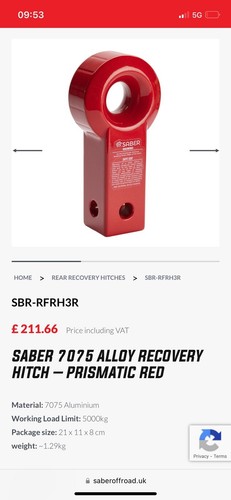 Saber 7075 Alloy Recovery Hitch - Picture 2 of 2