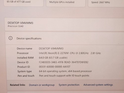 Dell Precision 5540 4K 15,6" Touch E-2276M 64 GB 512 GB SSD Quadro T2000 W11P ~ - Foto 18 di 23