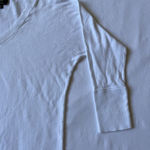 Talbots Petites P Pima Cotton White Knit Sweater V-neck Pullover Soft 3/4 Sleeve - Foto 9 di 20