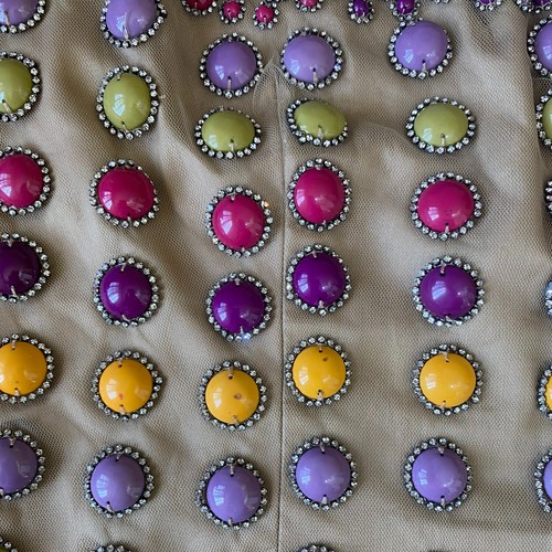 ALBERTA FERRETTI raro top vintage viola multicolore in rete con perline - Foto 6 di 11