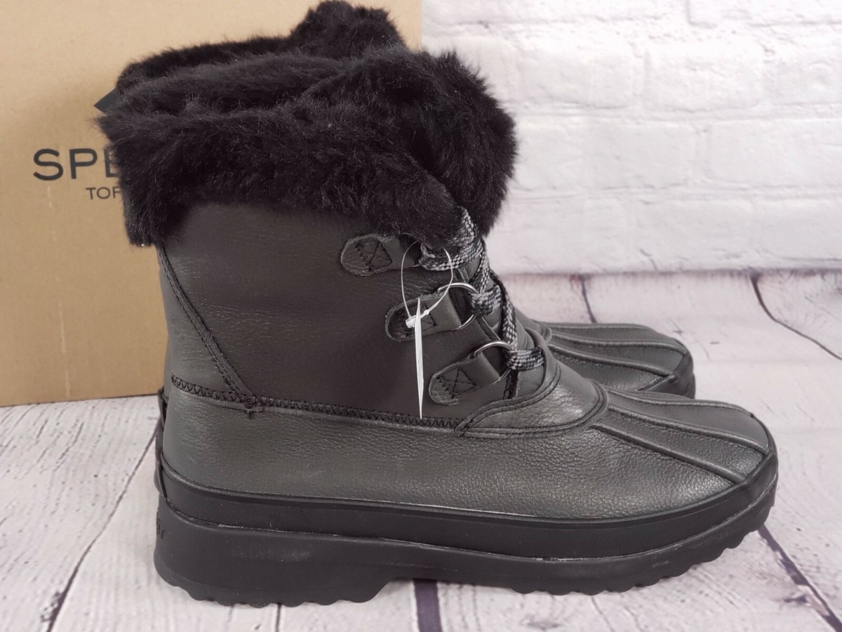 Sperry Maritime Leather Winter Boots Black Size 8.5 M eBay