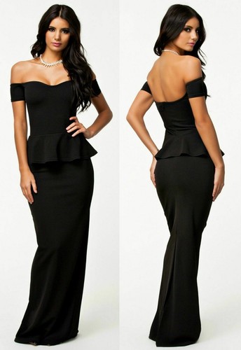 Women's Off Shoulder Maxi Long Dresses Sexy Evening Party Cocktail Prom Gown XL - Picture 6 of 9