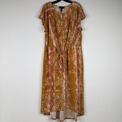 C Wonder By Christian Siriano Python Honey Ginger Midi Dress Plus Size 3X NEW