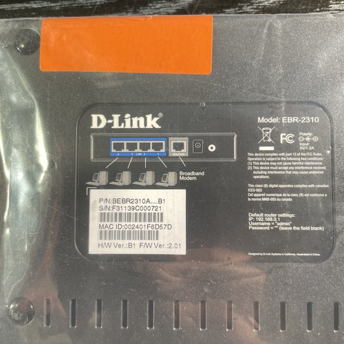 D-Link EBR-2310 4-Port 10/100 Wired Ethernet Broadband Router NIB - Picture 11 of 11