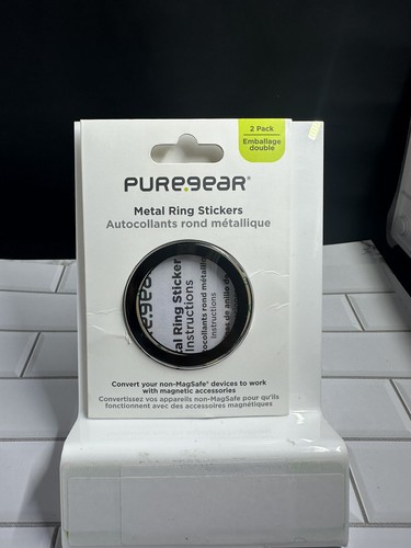 New 2 Pack PureGear Magnetic Ring Stickers for iPhone 8 & Later Models - Black