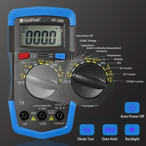 Mini Multimeter AD/DC Auto Range Digital Multimeter Voltmeter Current Resistance - Picture 2 of 9