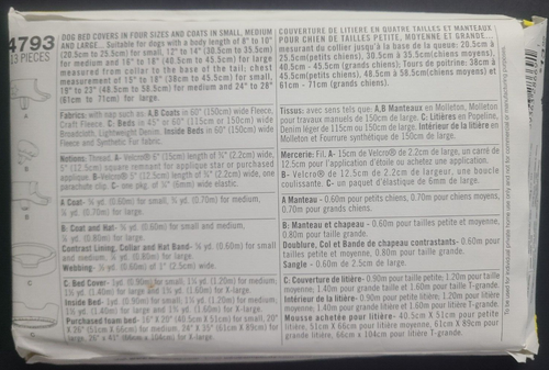 UC Simplicity 4793 Sew Pattern Dog Pet Cat Bed Covers Jackets Coat Jacket Hat - Picture 3 of 4