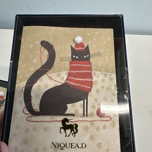 Niquea.D 20 Handmade Christmas Cards 20 Envelopes Cat Wrapped yarn small  Petite - Picture 9 of 12