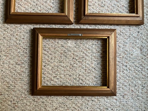 3er Set Vintage 70er Jahre Holz Bilderrahmen; passend für 9 x 12; Orange und Gold - Bild 17 von 19