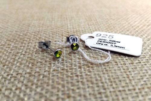 925 ECHT SILBER rhodiniert *** PERIDOT Ohrstecker wählbar in 3-4-5 mm Ø - Picture 4 of 6