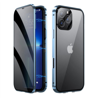 Privacy Magnetic Adsorption Double Sided Tempered Glass Case For iPhone 16 15 14