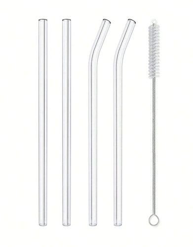 6 pcs Glass Straws with Cleaning Brush - Eco-Friendly & Reusable - Picture 11 of 12