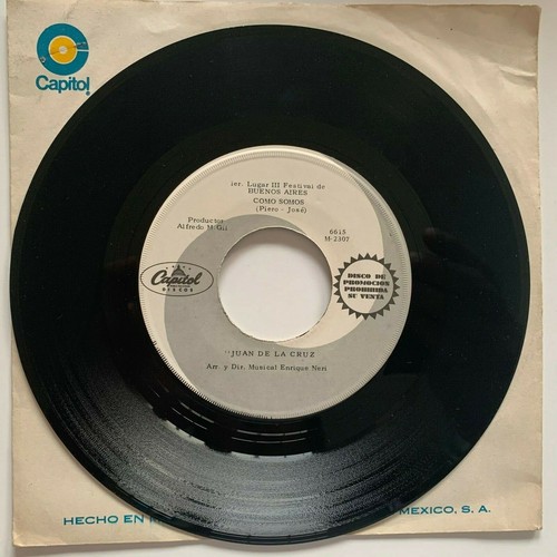 JUAN DE LA CRUZ -COMO SOMOS / TODDO POR TI- 1971 PROMO MEXICAN 7" SINGLE CS FOLK - Picture 3 of 3