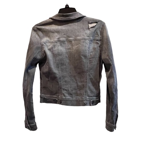 Mavi Jeans Denim Jacket Womens Small Gray Distressed Cropped Trucker - Picture 2 of 12