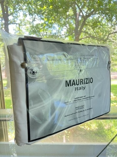 MAURIZIO ITALY White Queen size Sheet Set 100% Cotton 4pcs 17" deep mattress New - Picture 2 of 9